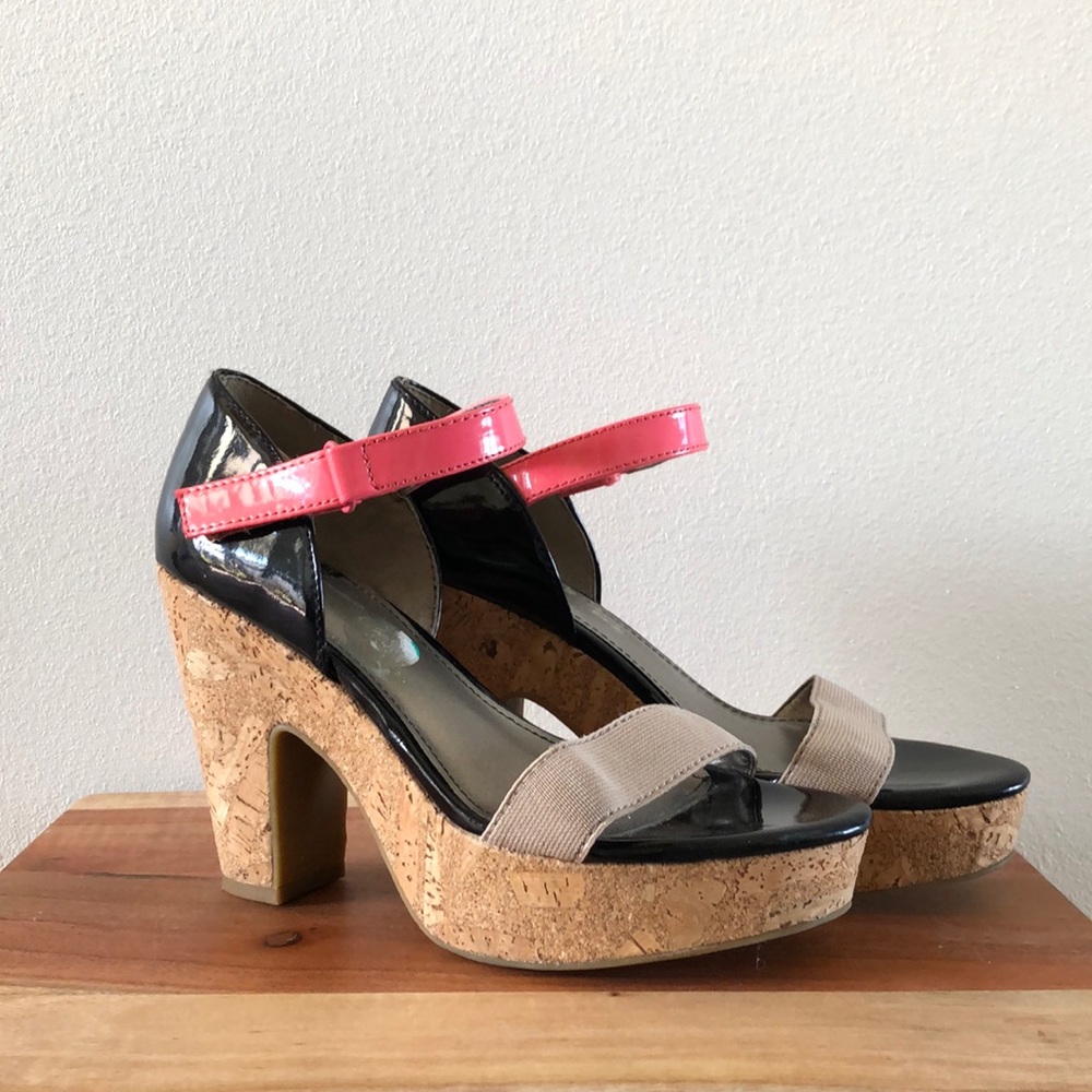 Fergalicious Cork Bottom Strap Sandal Heels